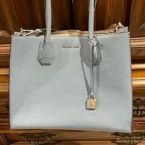 Michael Kors sky blue satchel with Crossbody strap and silver accent